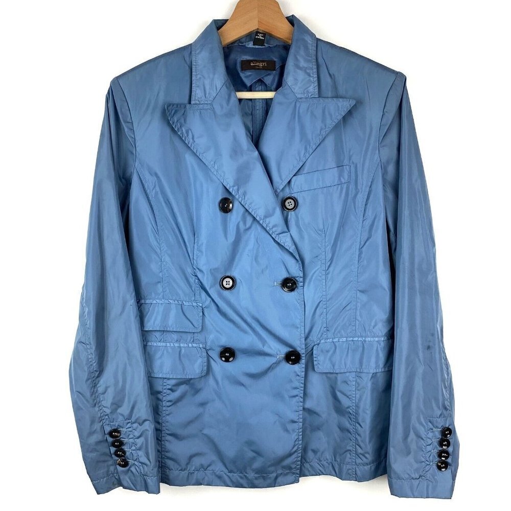 ALLEGRI Rain Jacket Double Breasted Blazer Super Light Nylon Blue